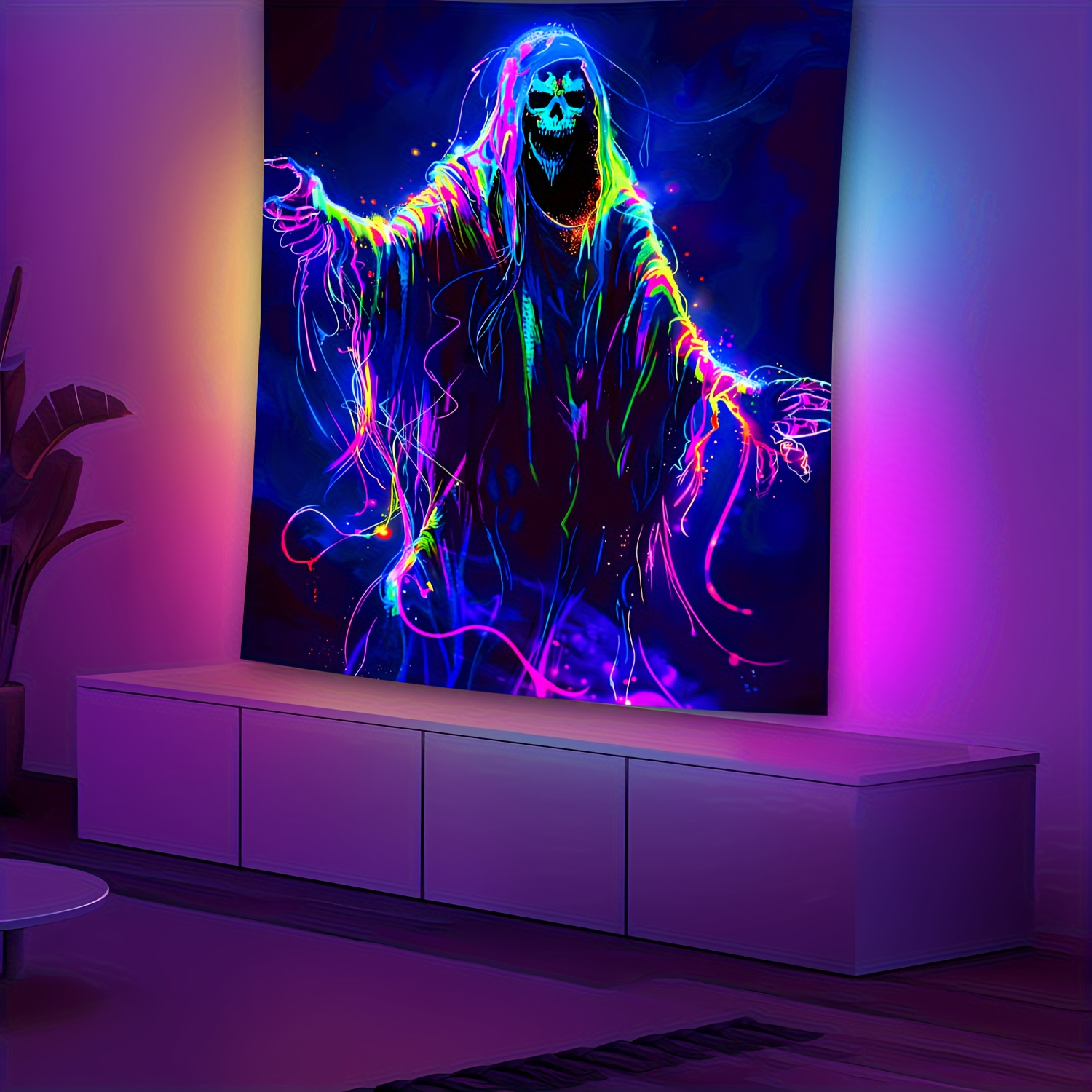 Esports Gaming Live - VIKAMA Halloween Cyberpunk Neon Teschio Arazzo
