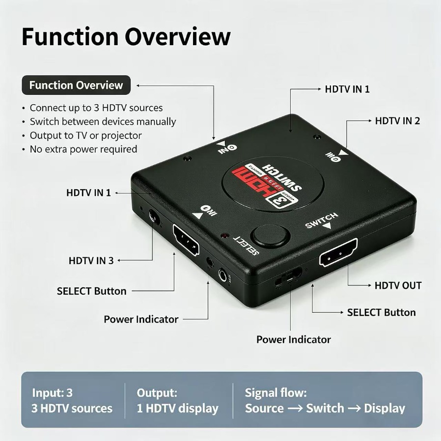 Switcher HDMI-compatibile 3x1, - Esports Gaming Hub recensione e prezzo